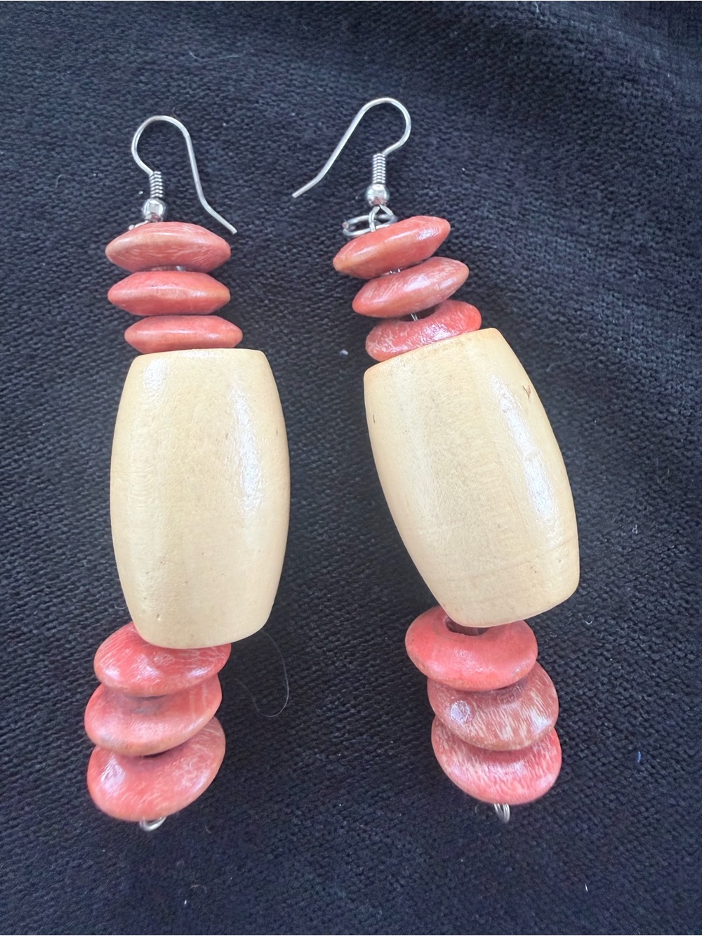 Handmade Wood Bead Drop Earrings
